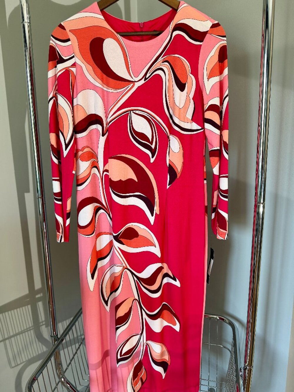 Maggy London G5296M - Printed Midi Long Sleeve Dress